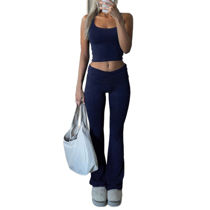 Damen Cropped-Top und Flared-Hosen Set Drune