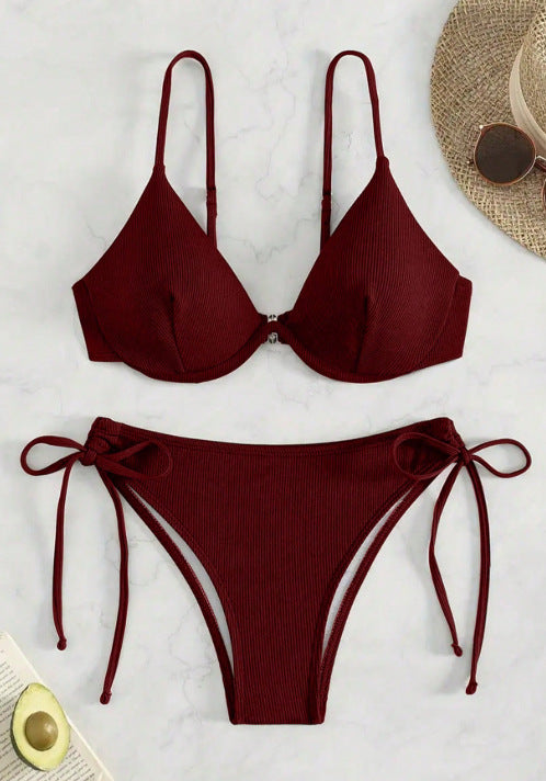 Damen Triangel-Bikini mit verstellbaren Trägern und Seitenschnürungen Drune