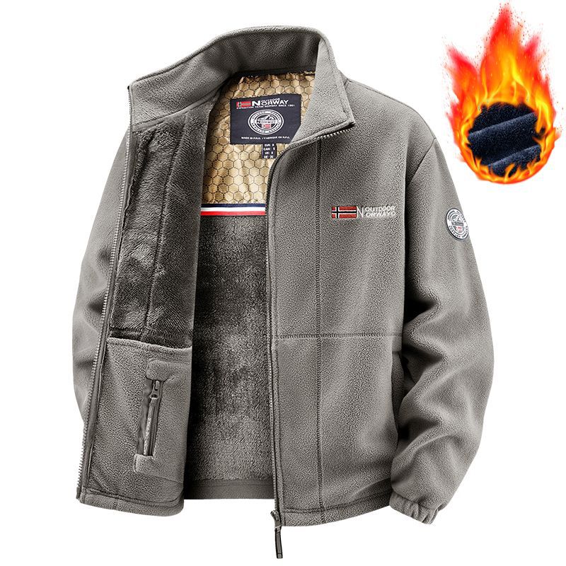 Herren Thermo-Fleecejacke mit vollflorigem Teddyfutter, verdeckter Reißverschluss-Innentasche und hohem Stehkragen Drune