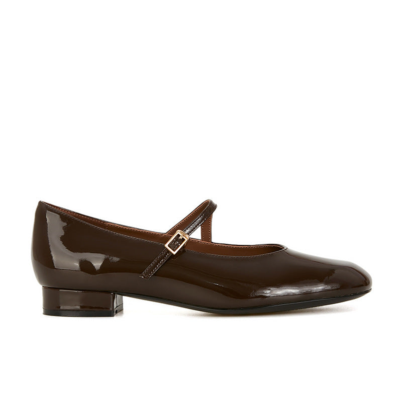 Damen Mary Jane Blockabsatz Ballerinas mit verstellbarem Riemen Drune