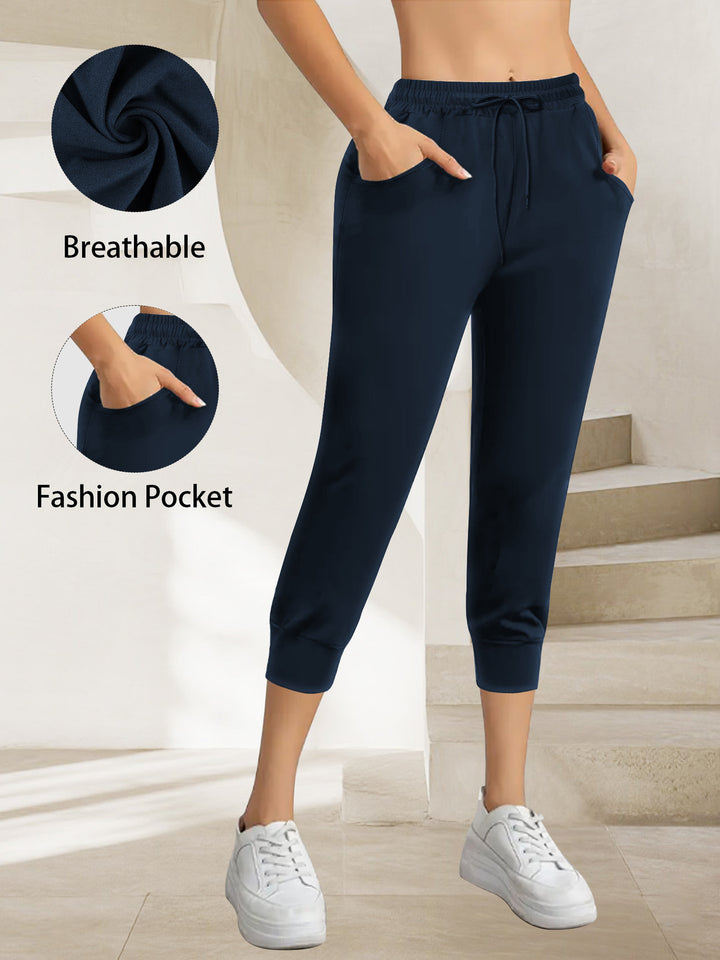 Damen Atmungsaktive Ankle-Joggerhose mit Kordelzug und Eingrifftaschen Drune