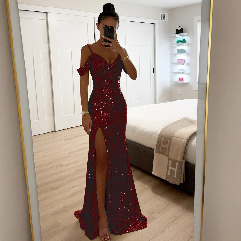 Drune | Elegantes Damenkleid Mit Pailletten Und Trägern
