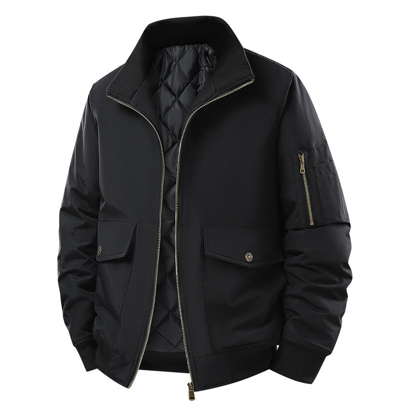 Herren  isolierte Diamantstepp gefütterte Utility Bomberjacke mit Klappen-Cargotaschen Drune