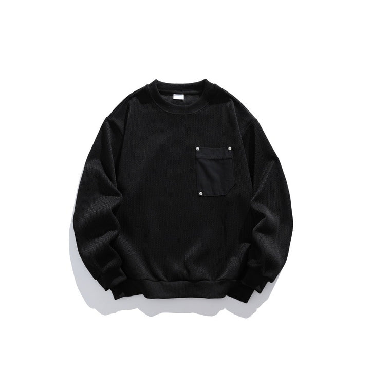 Unisex Waffelstruktur-Sweatshirt mit Brusttasche und elastischem Saum Drune