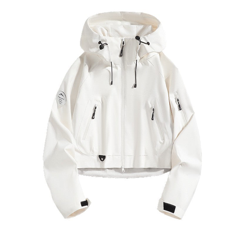 Damen Sportliche Outdoor-Jacke mit verstellbarem Kapuzenzug Drune
