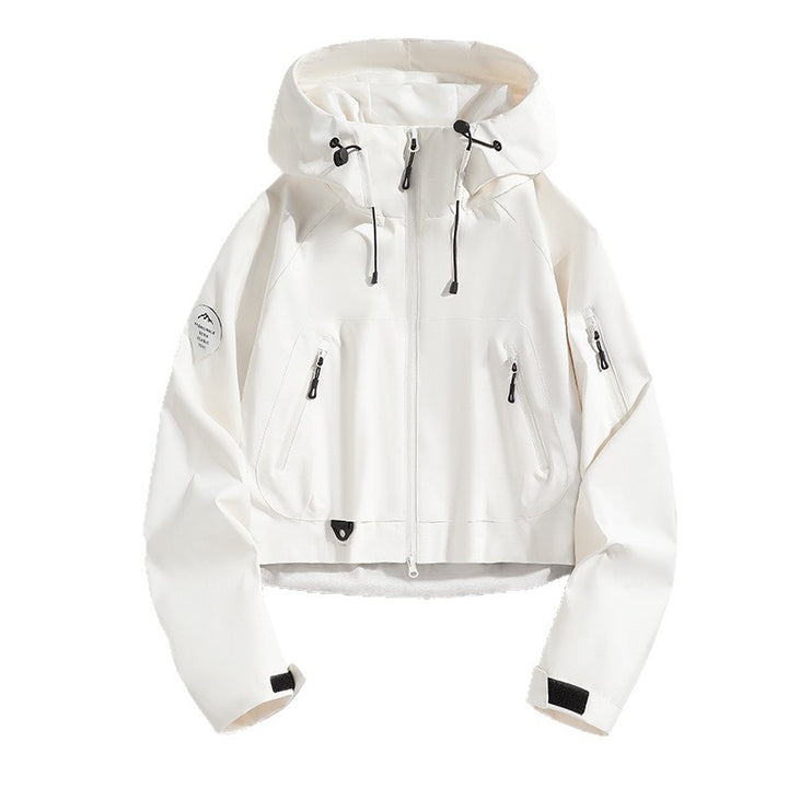 Damen Sportliche Outdoor-Jacke mit verstellbarem Kapuzenzug Drune