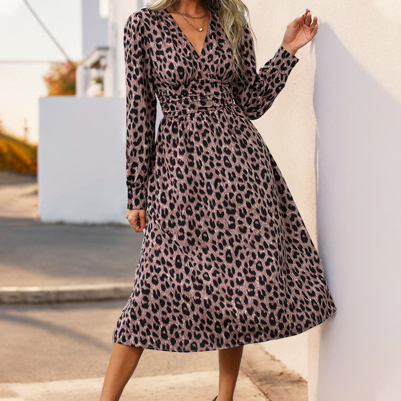 Damen Midikleid im Wickelstil mit taillierter Schnittführung, V‑Ausschnitt und langem Ärmel Drune