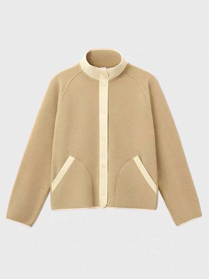 Damen kuschelige Fleece-Jacke mit elastischem Kragen und praktischen Taschen Drune