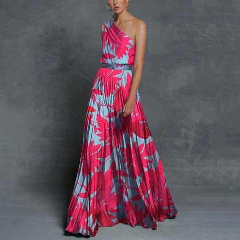 Damen Maxikleid mit asymmetrischem Schnitt und floralem Print Drune