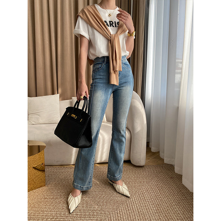 Damen Elegante Bluse mit gestreiftem Pullover-Ausschnitt Drune