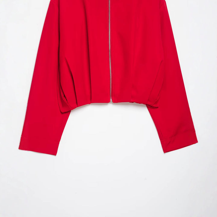 Damen Cropped-Boxy-Jacke mit hohem Stehkragen und durchgehendem Reißverschluss Drune