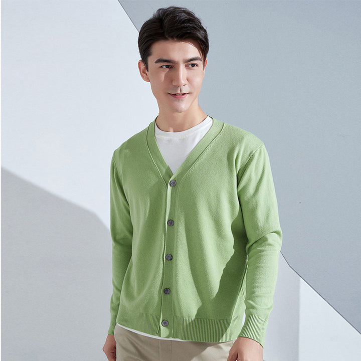 Herren Leichter Feinstrick-Cardigan mit V‑Ausschnitt und Business‑Silhouette Drune