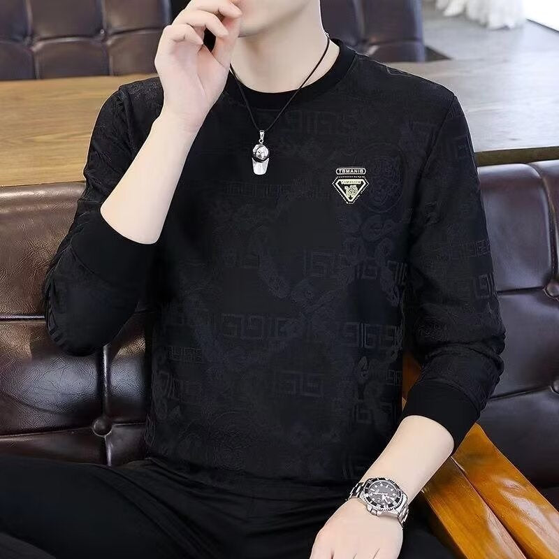 Herren Modernes Langarmshirt mit kreativem Strukturdesign Drune