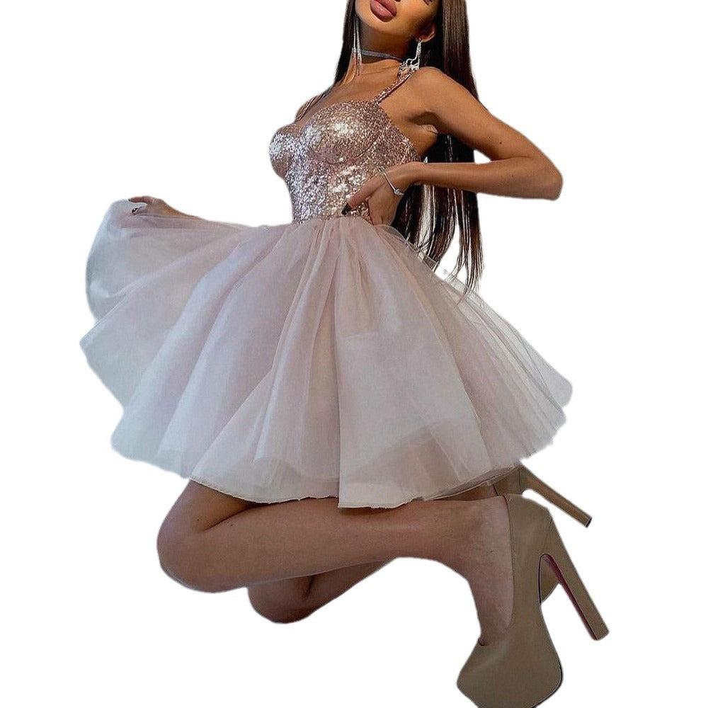 Damen Cocktailkleid mitglitzerndem Oberteil und voluminösem Tüllrock Drune
