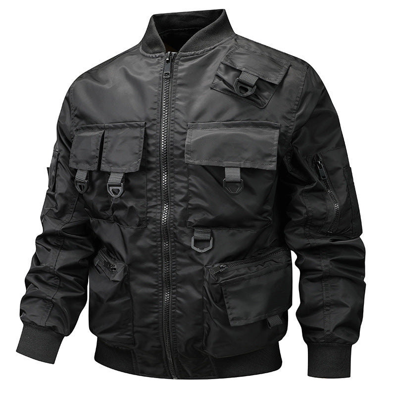 Herren nan urban-militärische Bomberjacke mit modularen Mehrzwecktaschen und D‑Ring-Details Drune