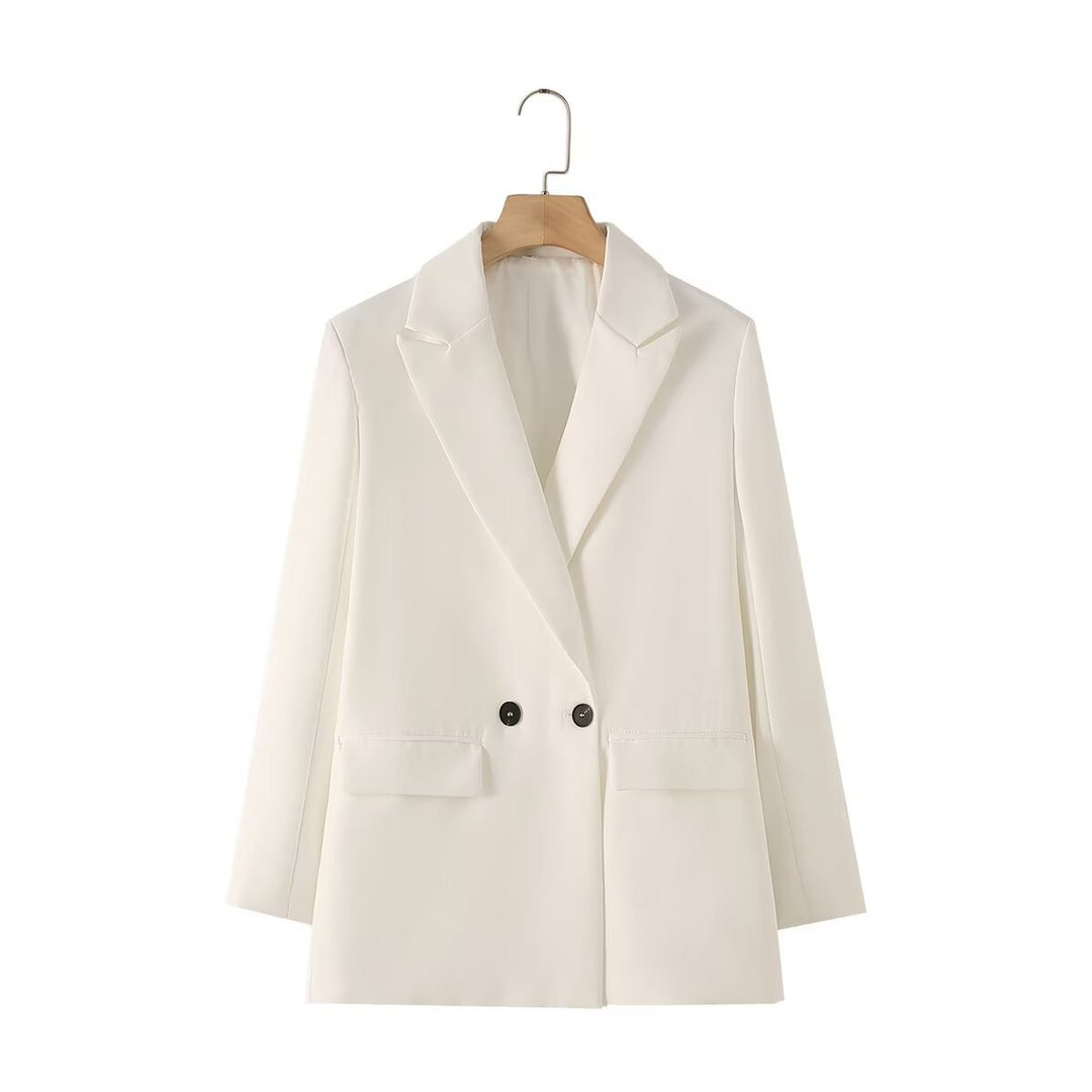 Damen nan taillierter Longblazer im Oversize-Look mit Reverskragen und Pattentaschen Drune