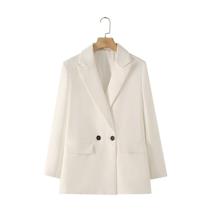 Damen nan taillierter Longblazer im Oversize-Look mit Reverskragen und Pattentaschen Drune