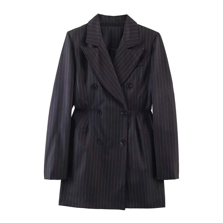 Damen Doppelreihiger Nadelstreifen-Blazer mit taillierter Silhouette Drune