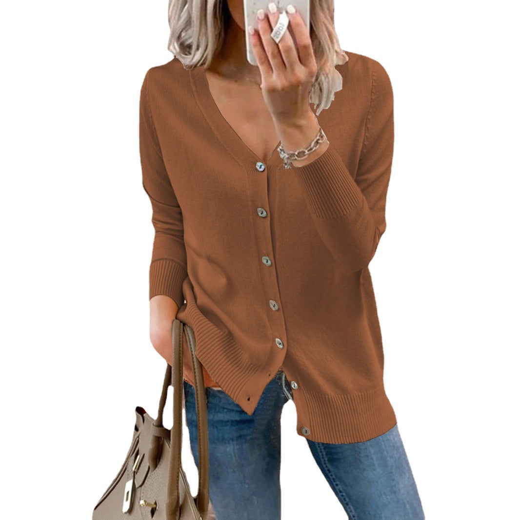 Damen Strickjacke mit V-Ausschnitt und feinen Knopfdetails Drune