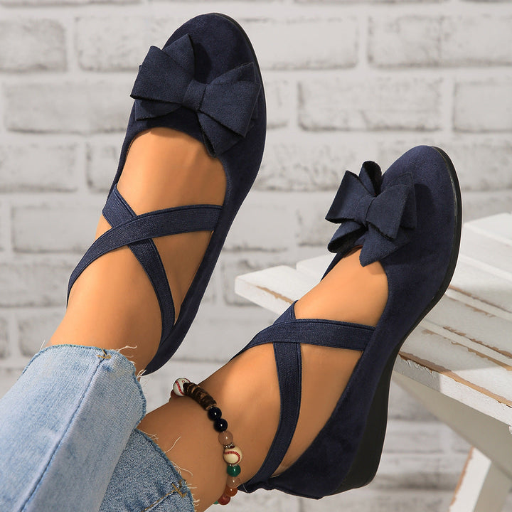 Damen Ballerinas mit modischem Schleifenakzent und elastischem Riemen Drune