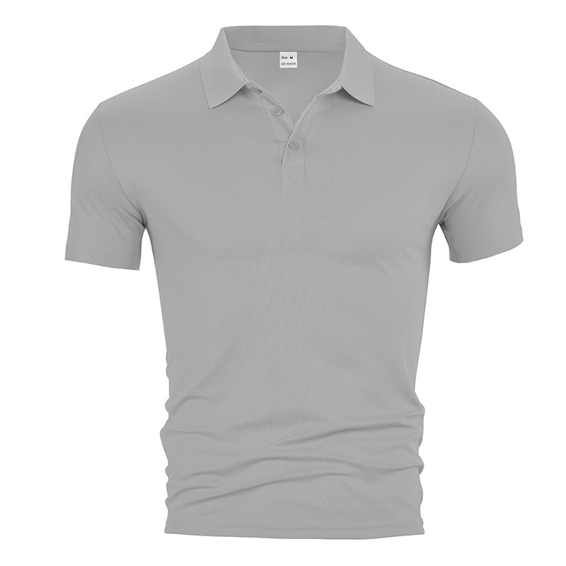 Herren nan figurbetontes Kurzarm-Poloshirt aus elastischem Jersey mit Hemdkragen und kurzer Knopfleiste Drune