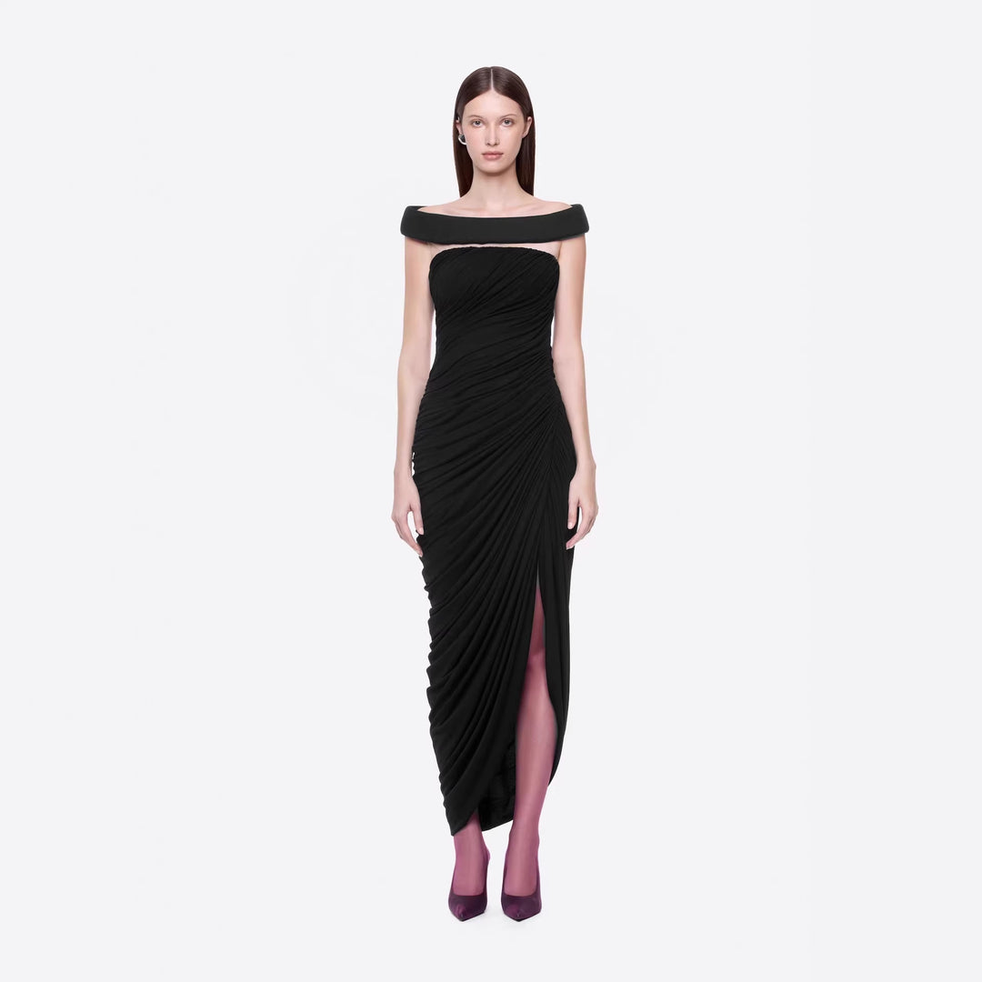 Damen Elegantes Abendkleid mit Off-Schulter-Design und raffiniertem Drapé Drune