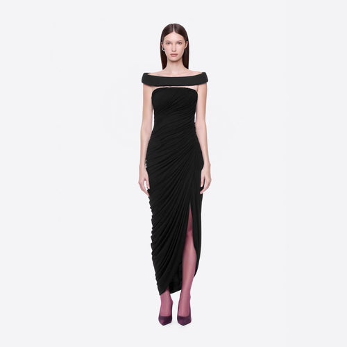 Damen Elegantes Abendkleid mit Off-Schulter-Design und raffiniertem Drapé Drune