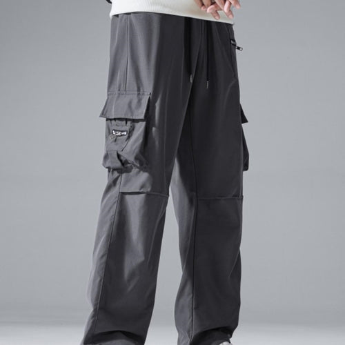 Herren Baggy‑Utility‑Cargohose mit Mehrfachtaschen, verstärkten Knieeinsätzen & Kordelbund Drune