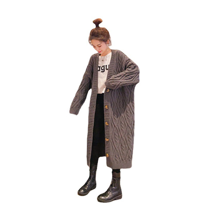 Damen Grobstrick-Cardigan mit XL-Knopfverzierung und lässiger Oversized-Passform Drune