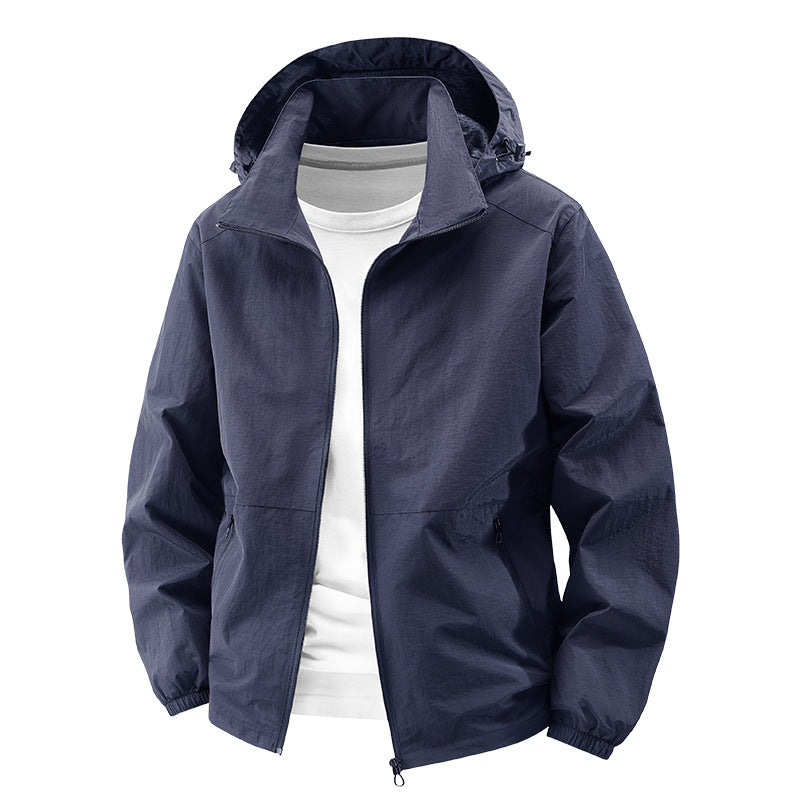 Herren nan packbare winddichte Softshell-Kapuzenjacke mit verstellbarer Kapuze Drune