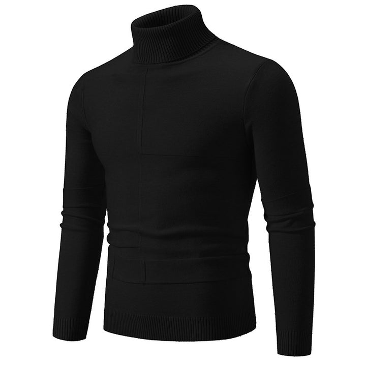Herren nan feiner Rollkragenpullover mit Strukturnähten, slim-fit und geripptem Bündchen Drune