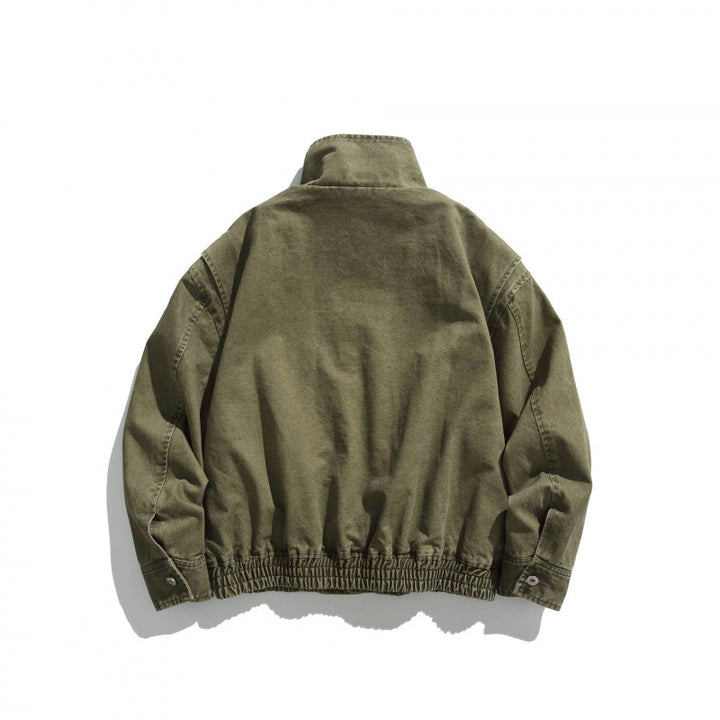 Unisex Boxy-Fieldjacke im Vintage-Canvas-Look mit Stehkragen, Pattentaschen und elastischem Saum Drune