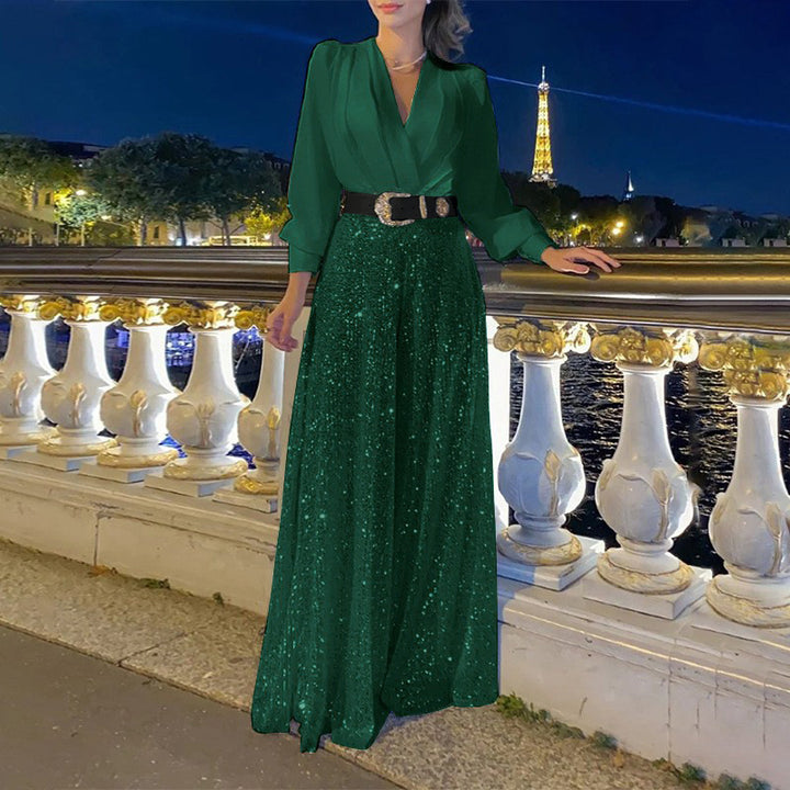 Damen Funkelndes Abendkleid mit elegantem Oberteil und glitzerndem Rock Drune