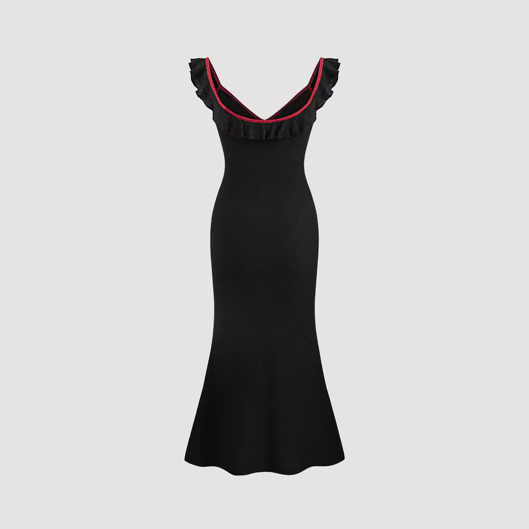 Damen Fließendes Maxikleid mit Rüschendetails Drune