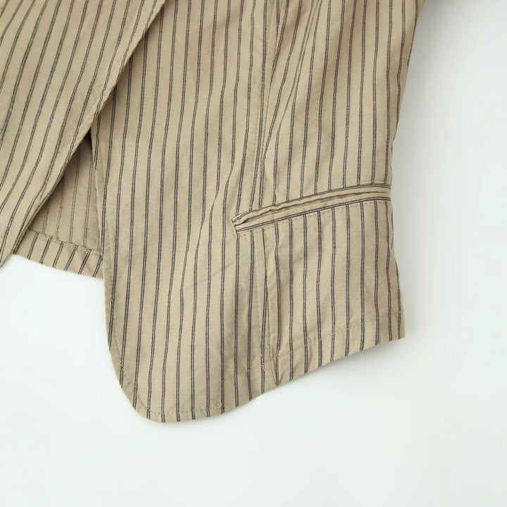 Damen Asymmetrische Nadelstreifen-Blazerjacke mit Stehkragen und überlappender Vorderseite Drune