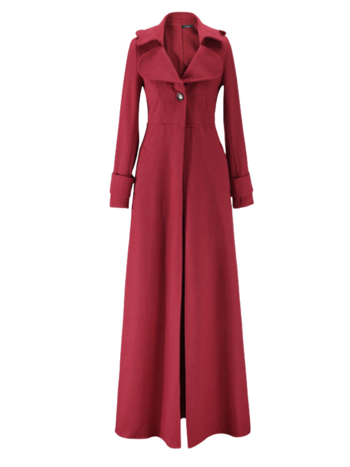 Damen eleganter Maxikleid-Mantel mit tailliertem Schnitt und hochwertiger Verarbeitung Drune