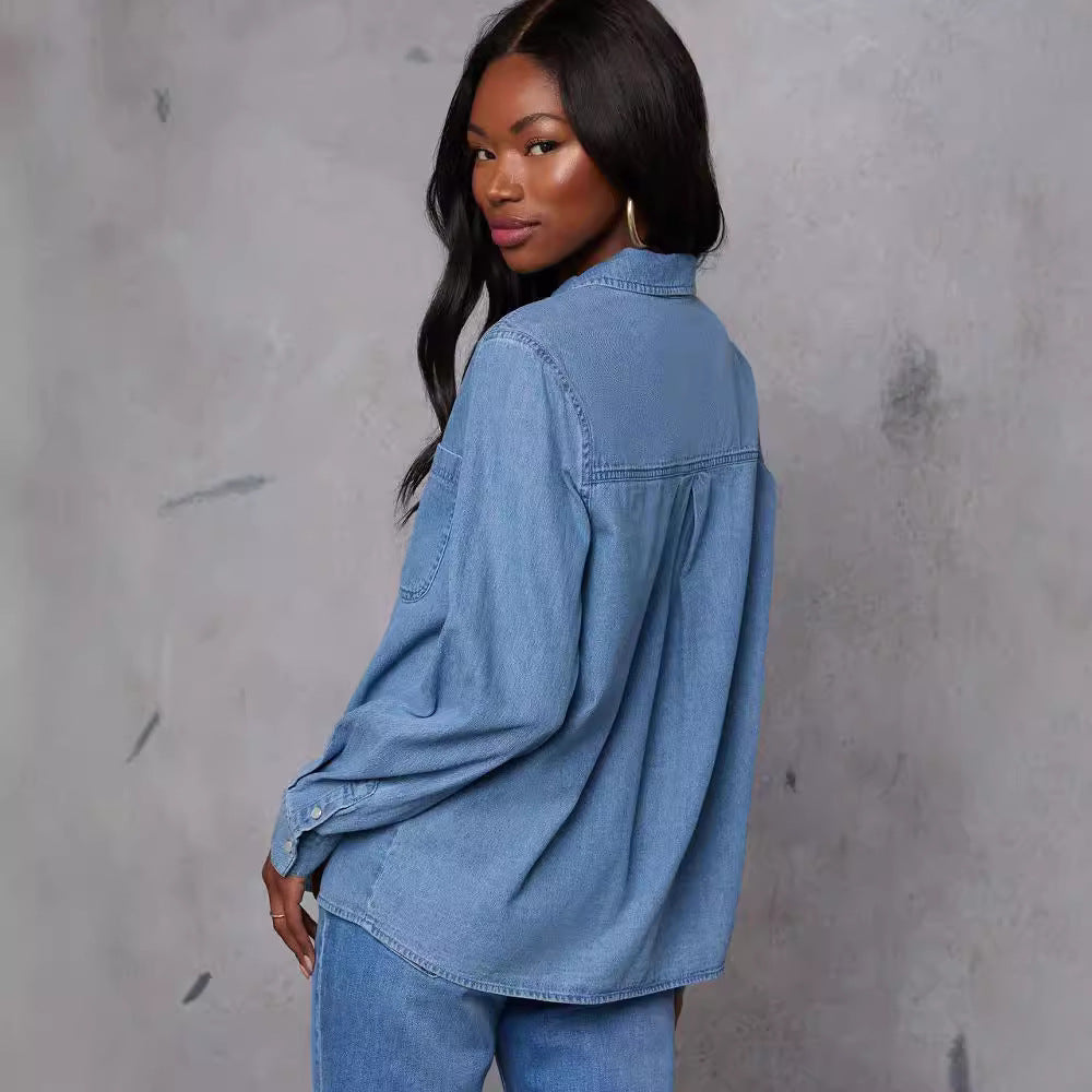 Damen Jeanshemd mit lässigem Schnitt und praktischen Brusttaschen Drune
