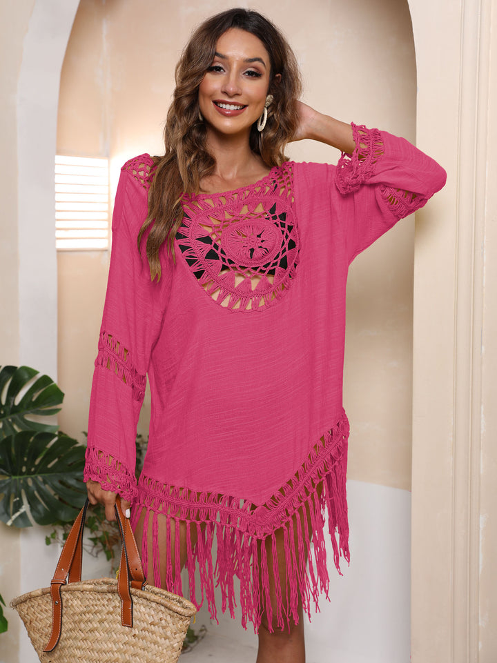 Damen Häkel-Strandkleid mit fransigen Details Drune