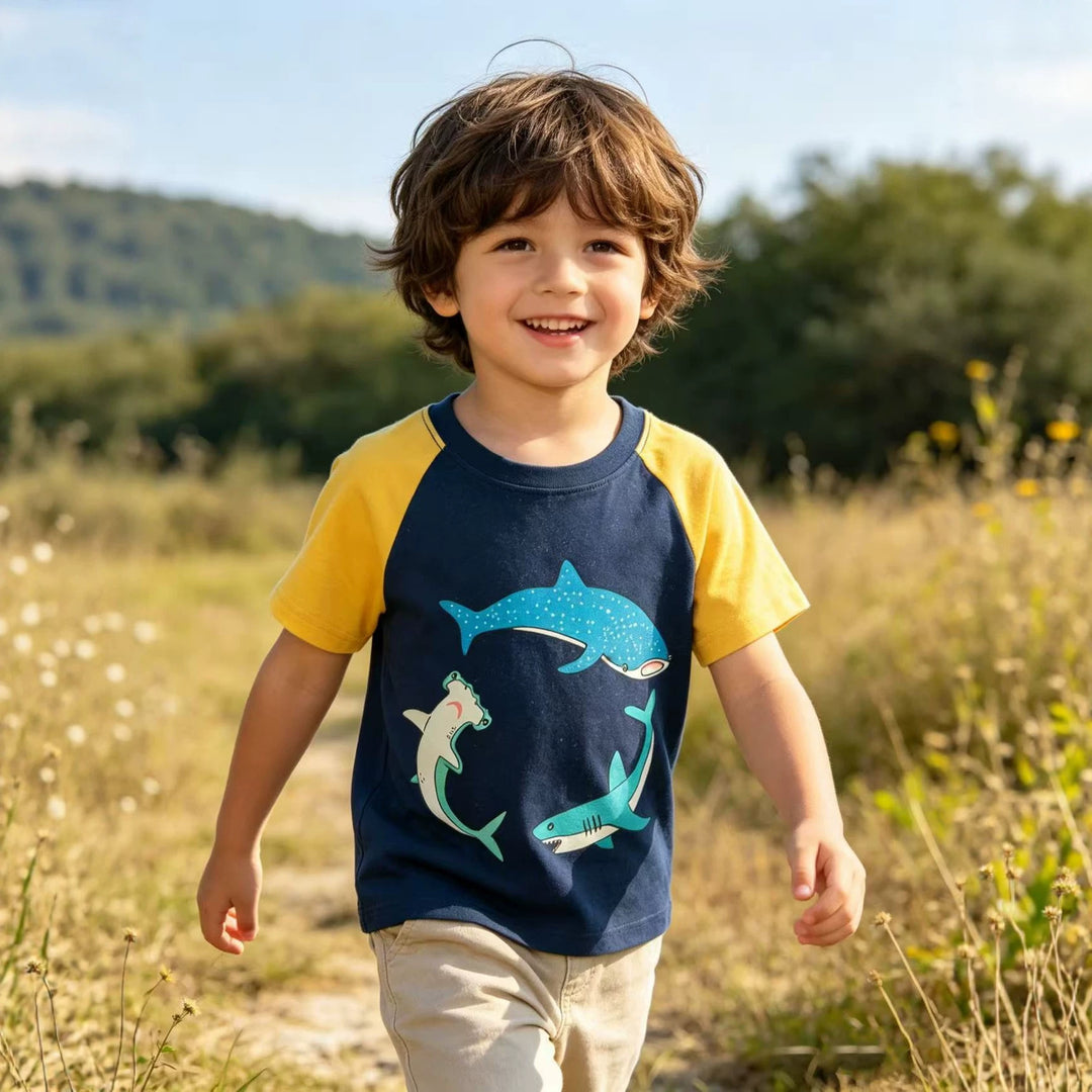 Jungen T-Shirt mit leuchtendem Haifischmotiv Drune