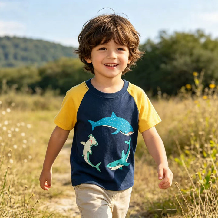 Jungen T-Shirt mit leuchtendem Haifischmotiv Drune