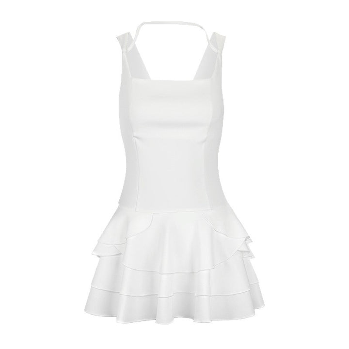 Damen Fließendes Sommerkleid mit mehrlagigem Rock und verstellbaren Trägern Drune