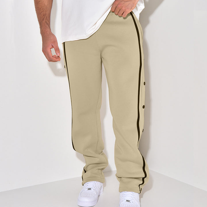Herren Sportliche Sweatpants mit seitlichen Druckknöpfen und Kontraststreifen Drune