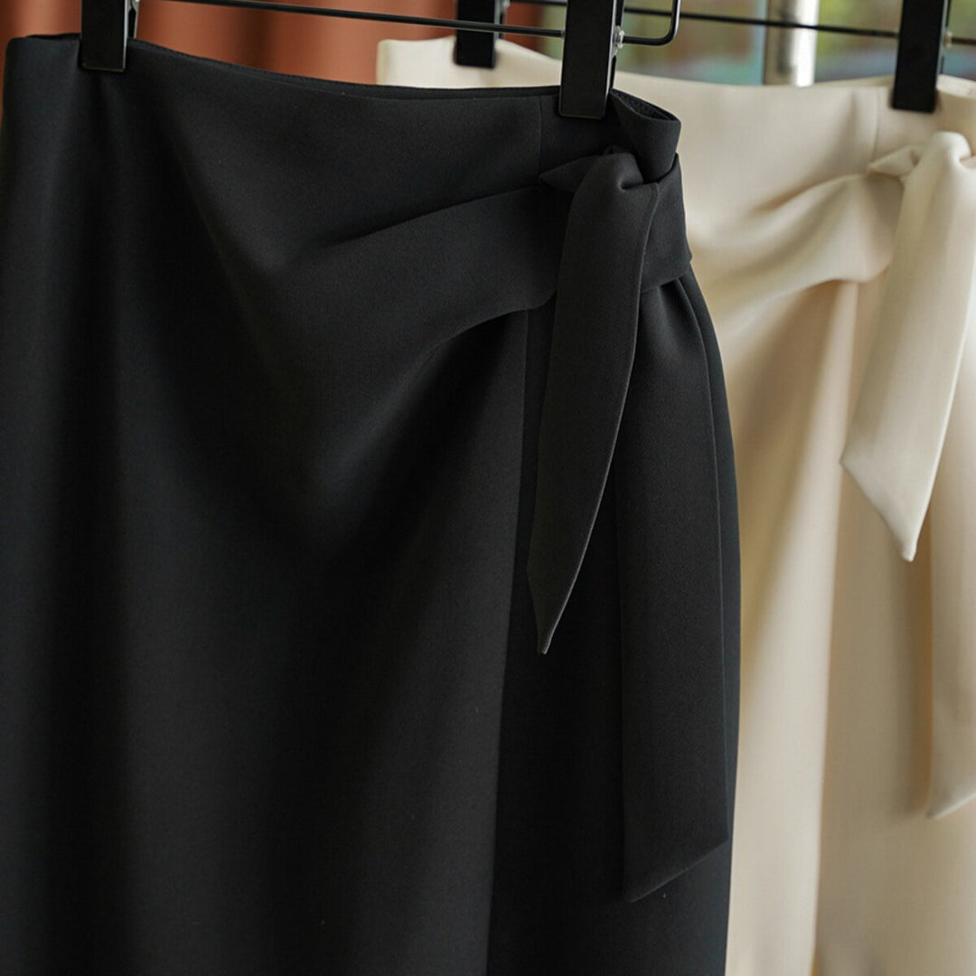 Damen Eleganter Wickelrock mit Taillenbindung Drune