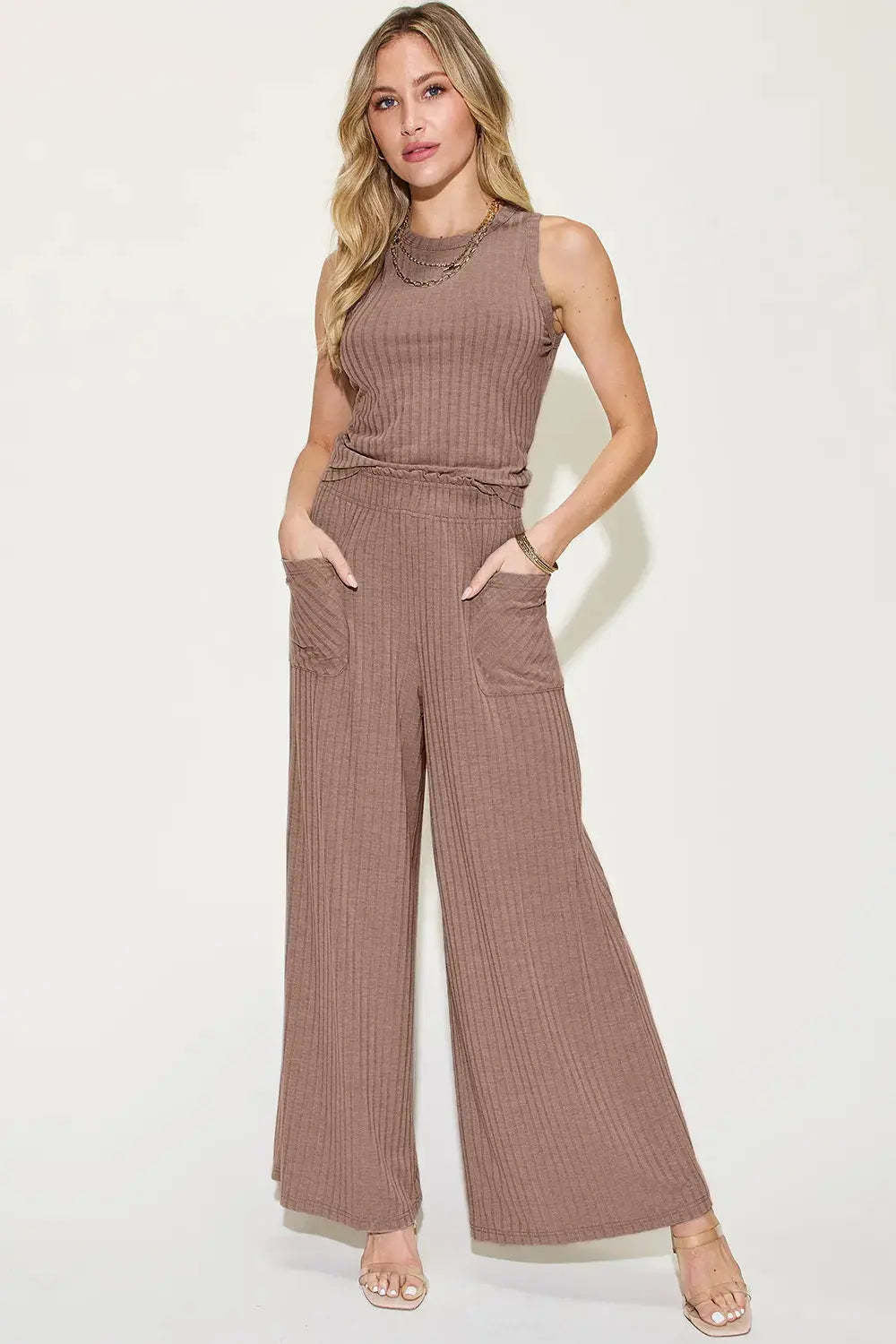Damen lässiger Overall mit weitem Bein und praktischen Taschen Drune