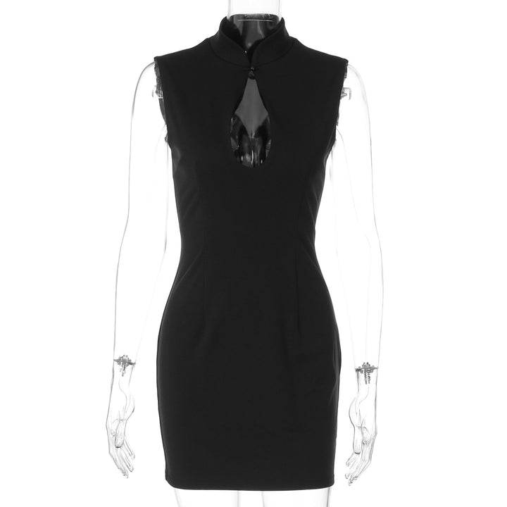 Damen Kleid mit schmalem Schnitt und elegantem Stehkragen Drune