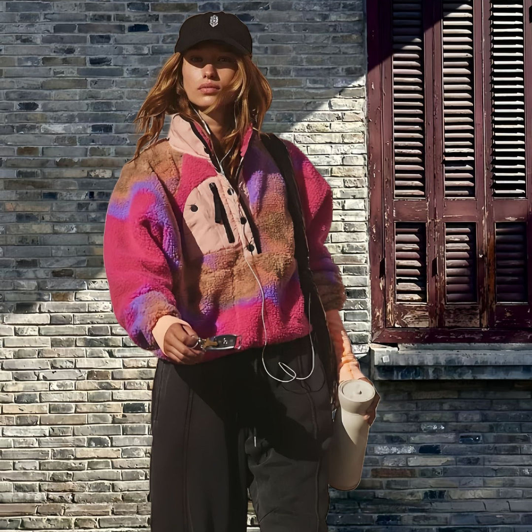Damen Fleecejacke mit innovativem Reißverschluss und hohem Kragen Drune