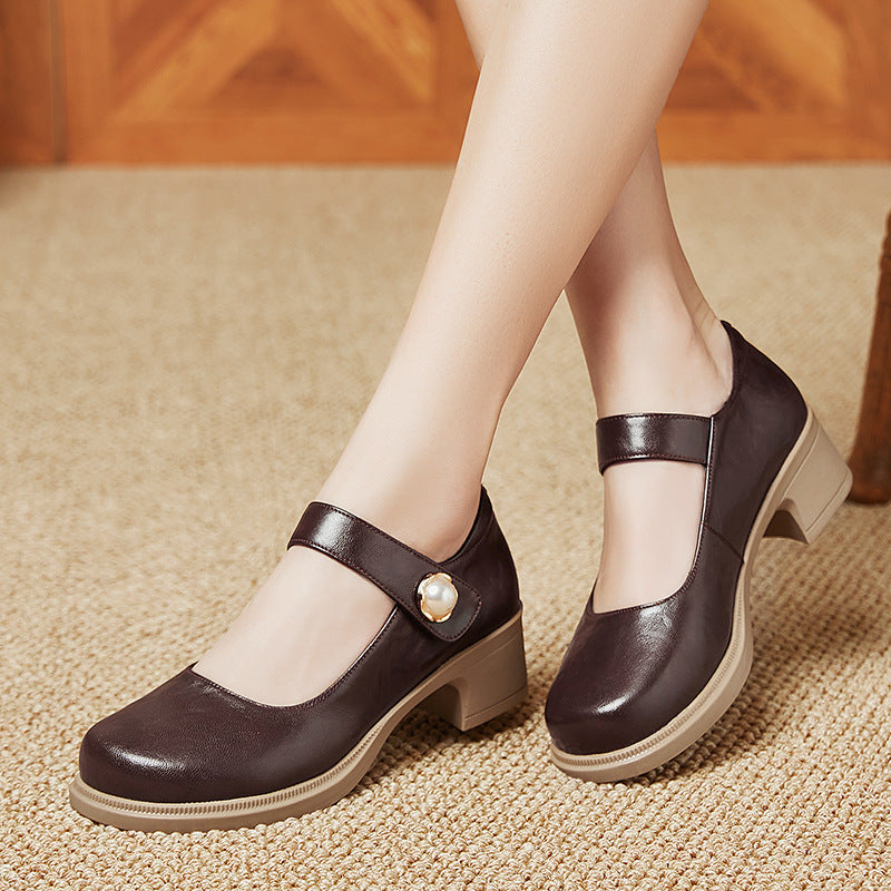 Damen Mary Jane Schuhe mit verstellbarem Riemen und bequemer Sohle Drune