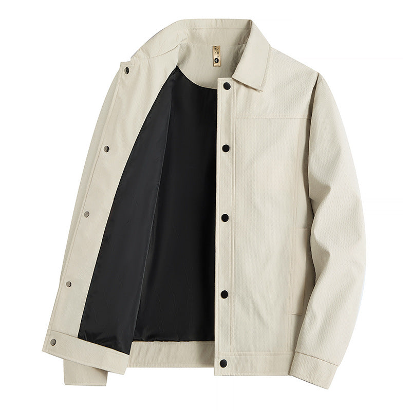 Herren Leichte Übergangsjacke im Worker-Stil mit mikrostrukturierter Twill-Optik und Druckknopfleiste Drune