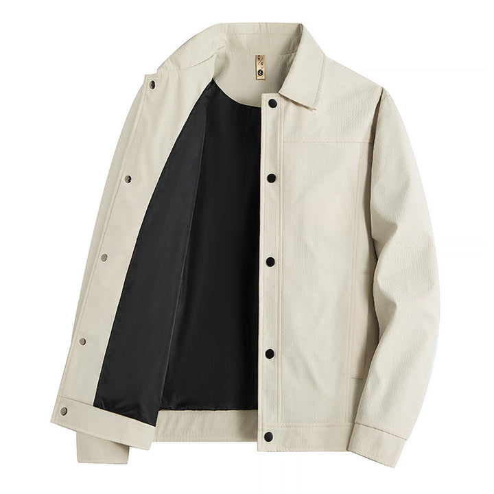 Herren Leichte Übergangsjacke im Worker-Stil mit mikrostrukturierter Twill-Optik und Druckknopfleiste Drune