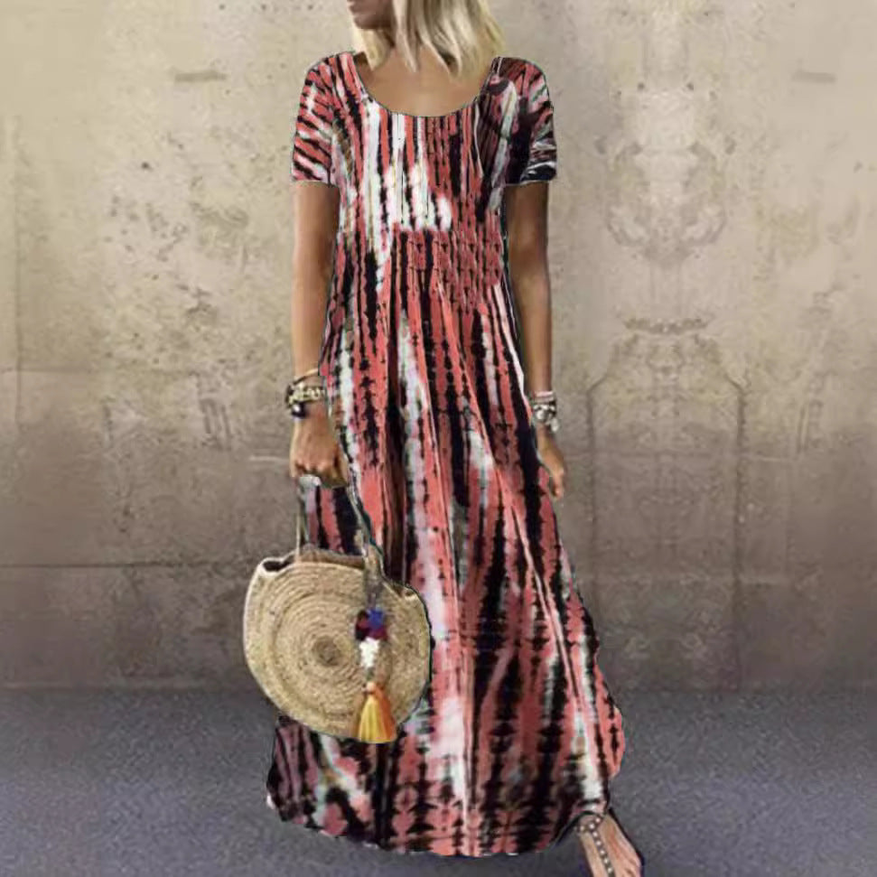 Damen Maxikleid mit modischem Streifenmuster Drune